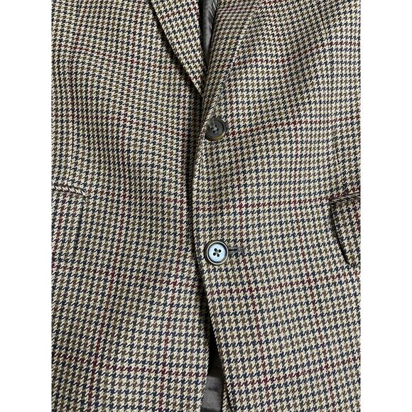 Vintage Lord & Taylor Blazer 42 Tall Ralph Lauren Wool Houndstooth Beige Tan 42T - Picture 4 of 14